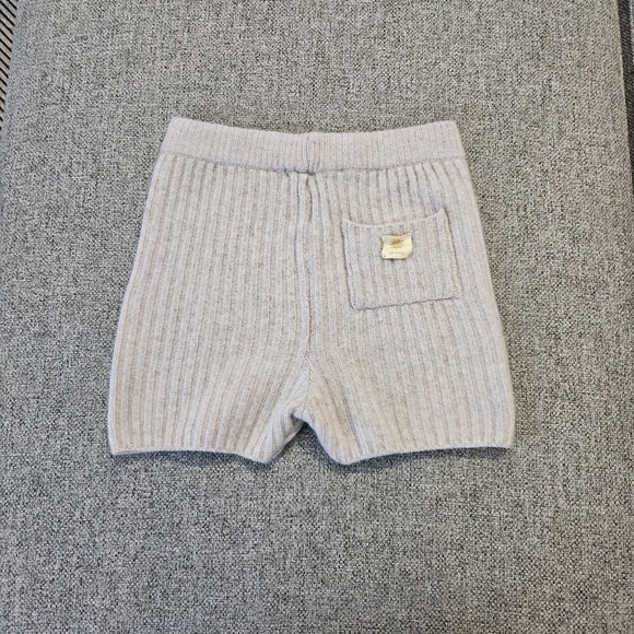 Glowny Pants - GLOWNY  RIBBED SHORTS WOMEN TAN SMALL CHIC ATHLEISURE Cashmere Wool Nylon Blend